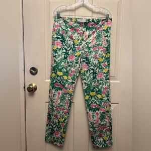 RSVP by Talbots stretch cotton pants. White w/summer botanical print. Size 6